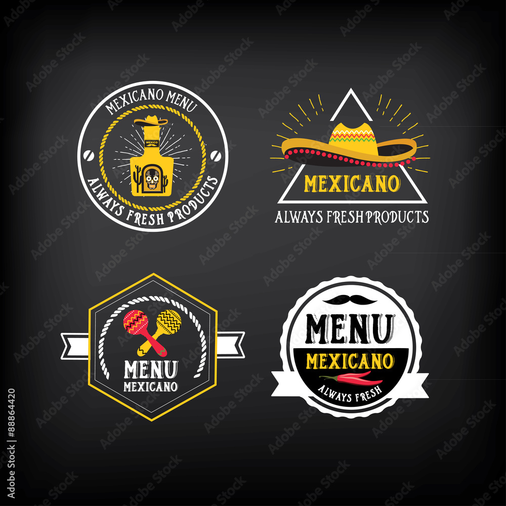 Naklejka premium Menu meksykańskie logo i projekt znaczka.