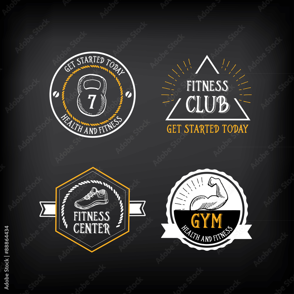 Gym and fitness club logo design, sport badge.