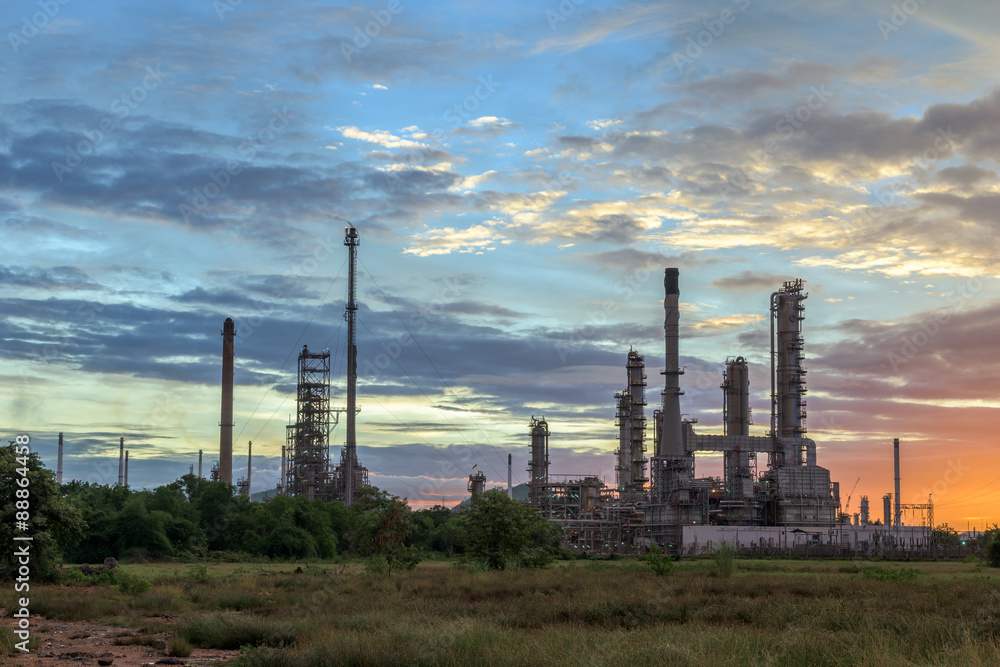 Oil refinery at sunrise