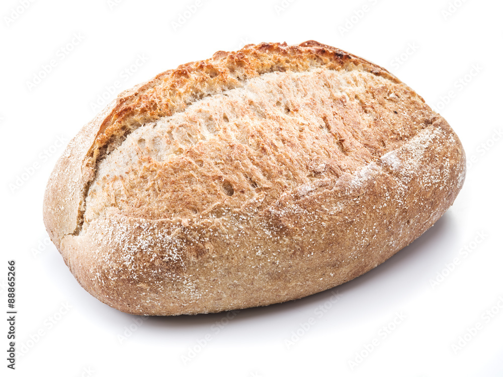 A loaf of bread on a white background.