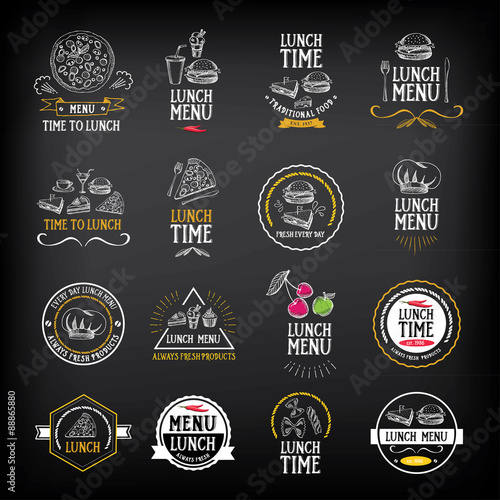 Lunch menu logo and badge design.