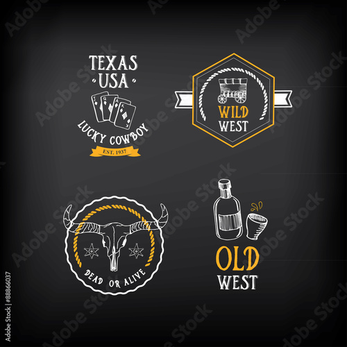 Wild west badges design. Vintage western elements.