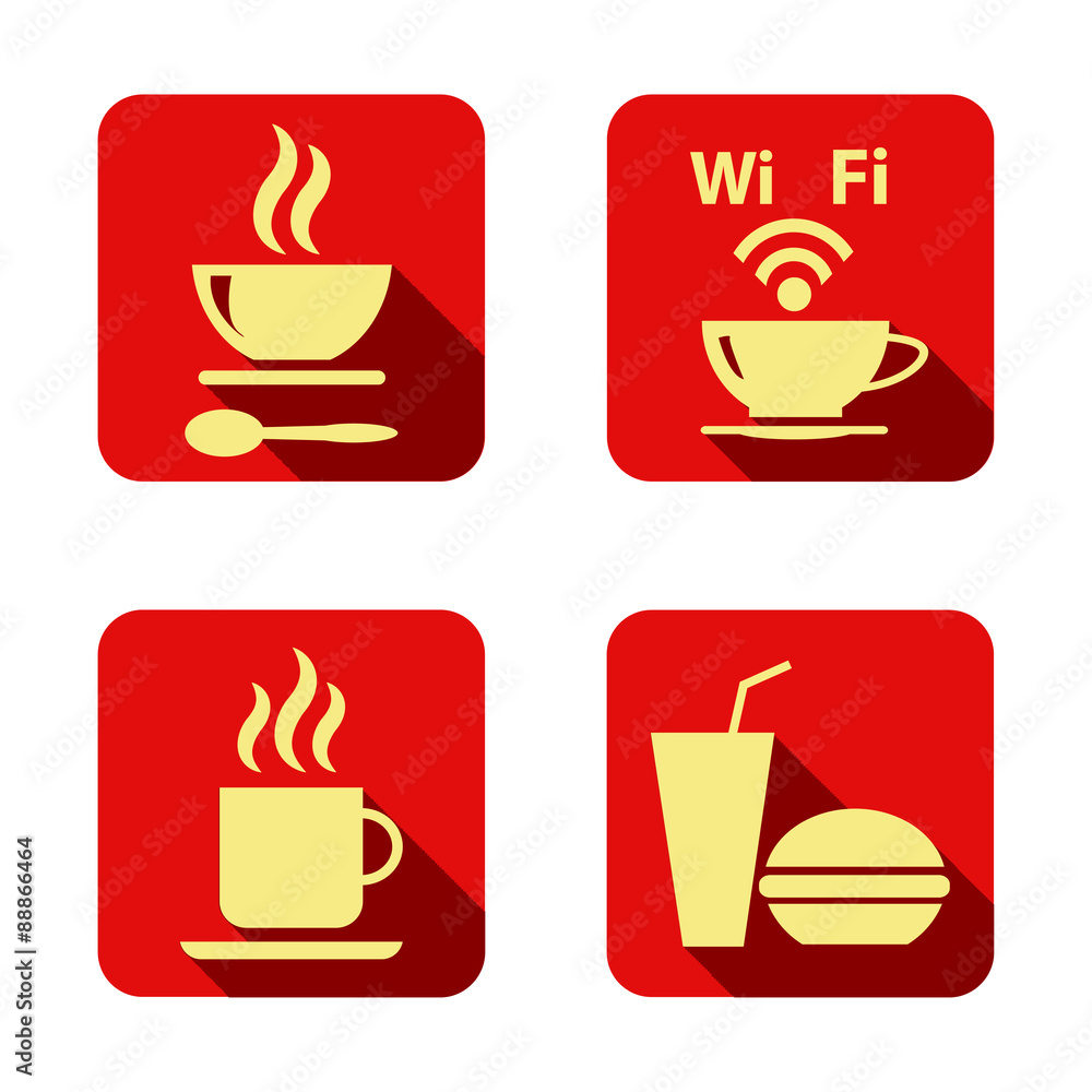 Set of icons with food Set of icons with food