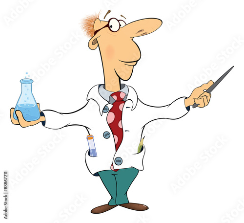 Cartoon illustration of a cute scientist with Mixture