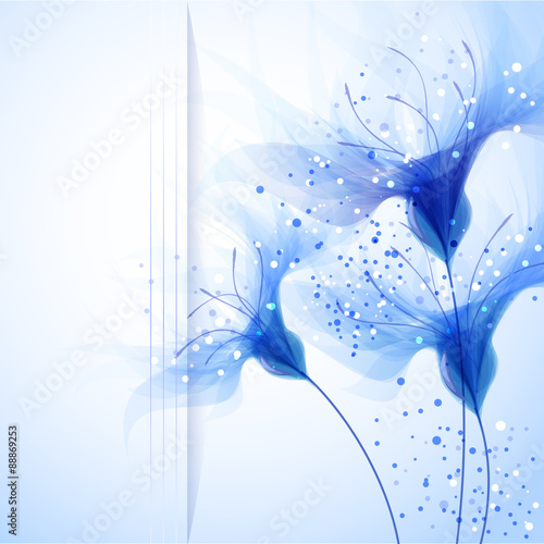 vector background with blue flowers