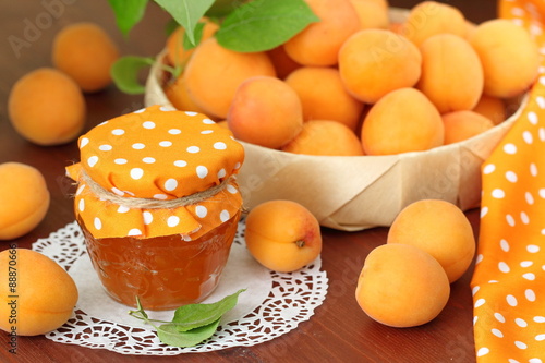 Fresh apricots and apricot jam
