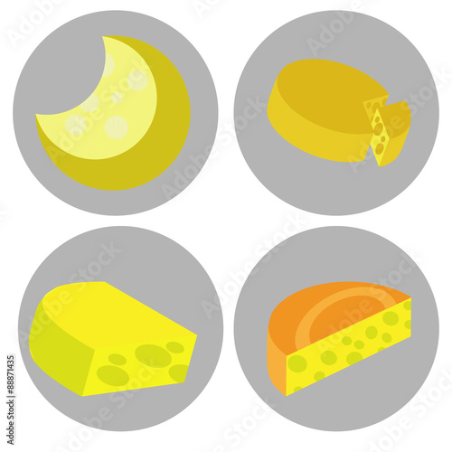monochrome icon set with cheese