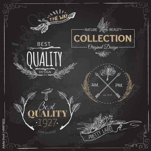 Set of vintage and modern farm logo labels and designs