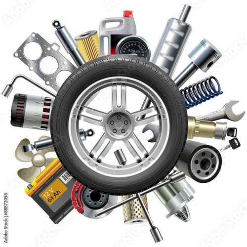 Vector Car Spares Concept with Wheel