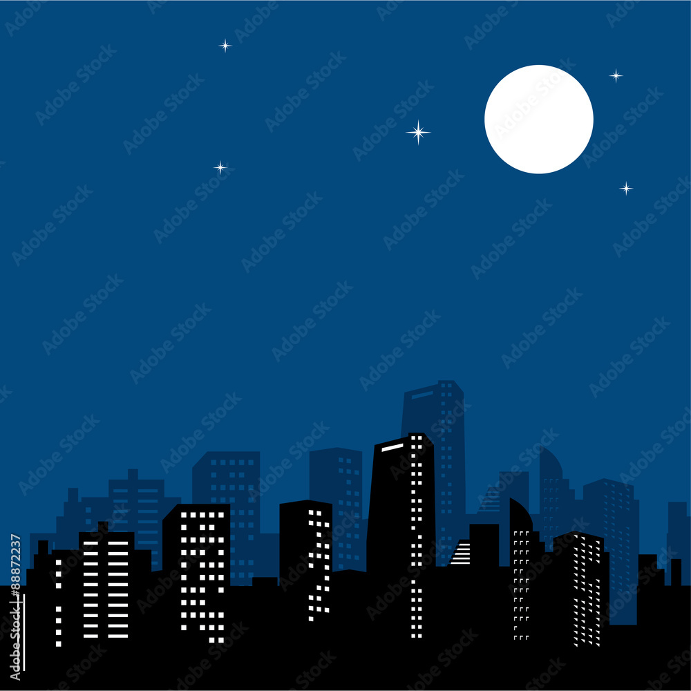 Clear Night in the City Background Vector Illustration