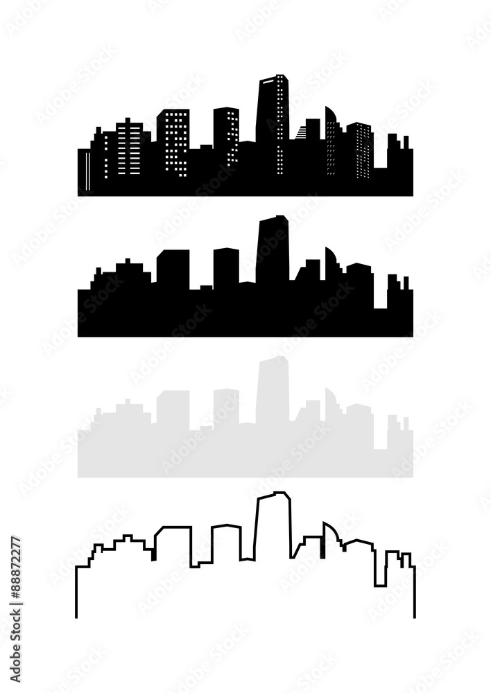 City Building Skyline Silhouette Variation Package
