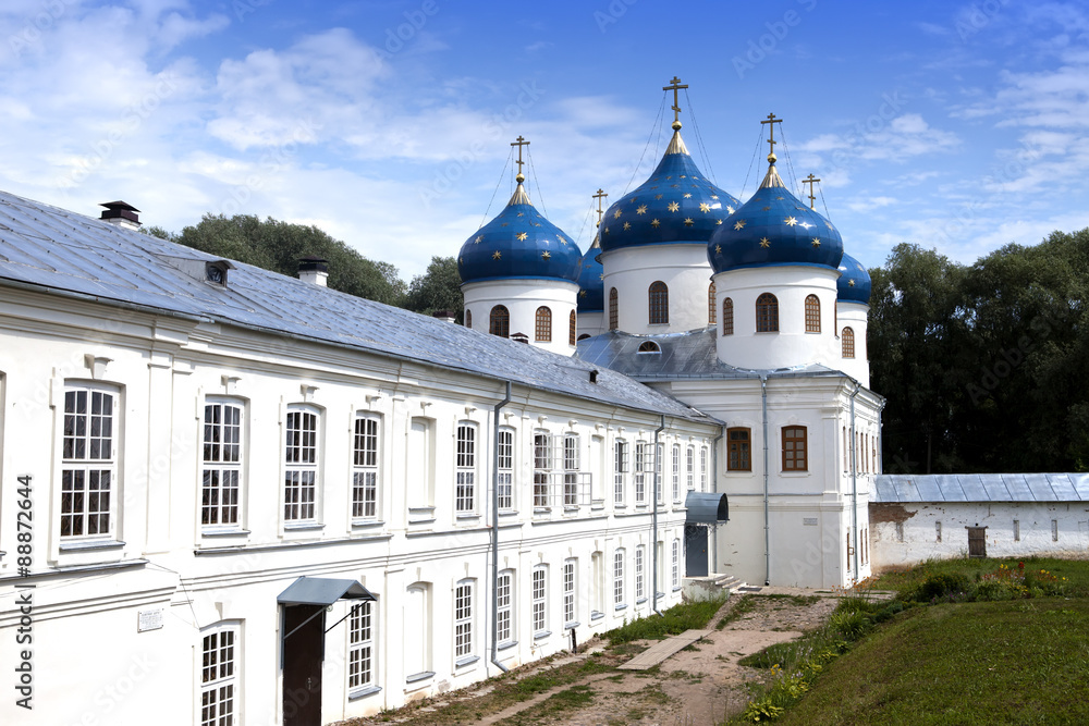 Russian orthodox Yuriev Monastery, Church of Exaltation of the Cross, Great Novgorod, Russia..