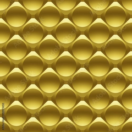 Gold metal circles seamless 3D pattern