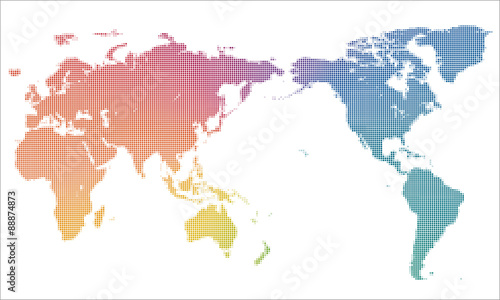 Fototapeta Naklejka Na Ścianę i Meble -  Colorful dots & dotted world map #Global image, Vector graphic