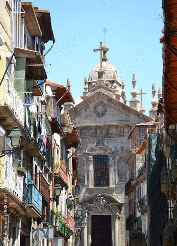 Old buildings and Cathedral in Porto, Portugal