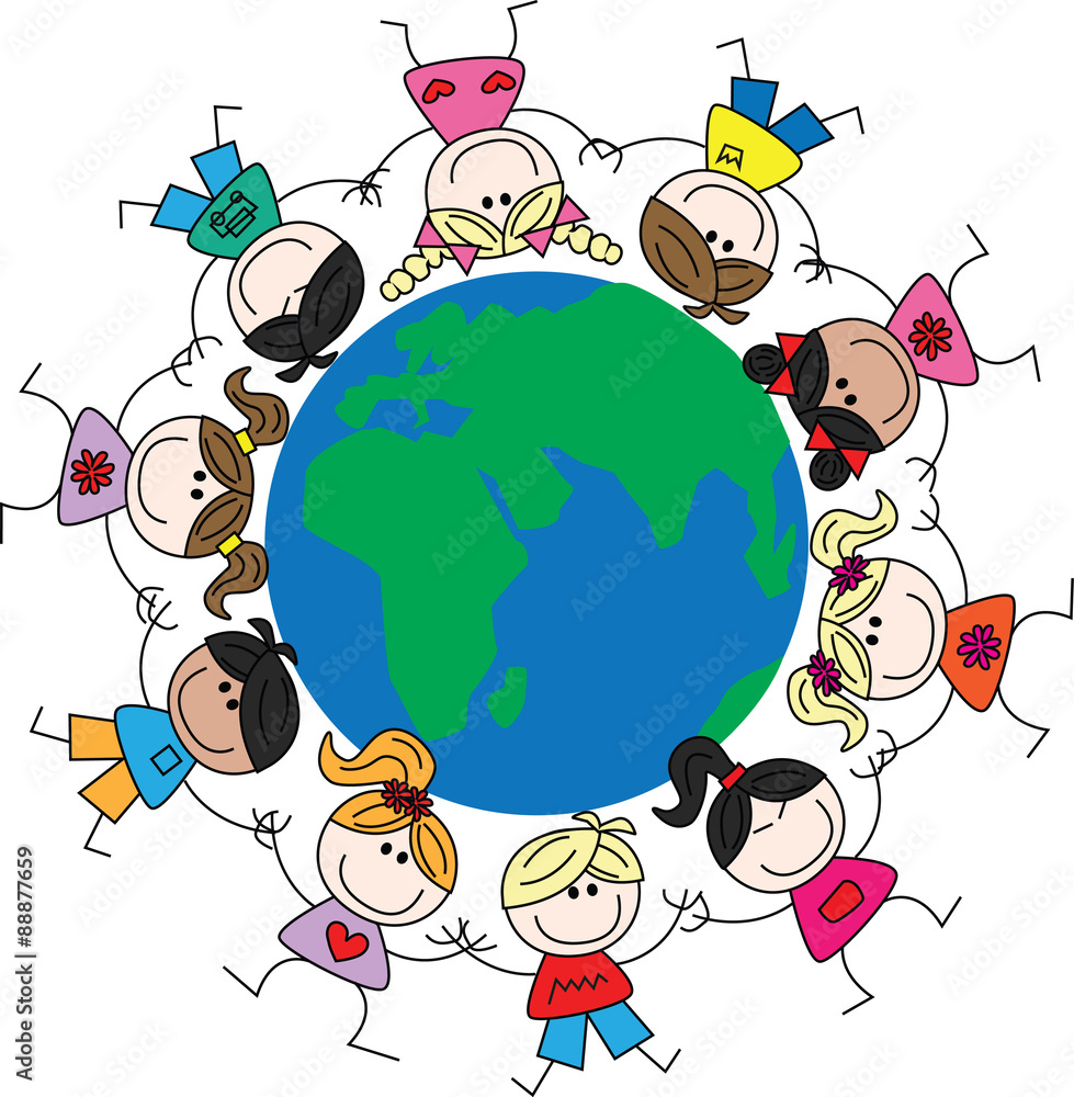 Naklejka premium mixed ethnic children around the world