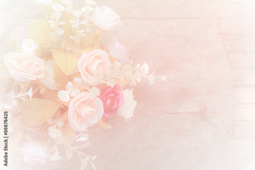 Fototapeta premium Roses soft blur background in vintage pastel tones.