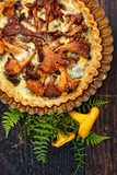 Quiche with chanterelle mushrooms and herbs