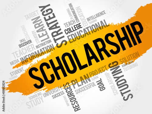 Scholarship word cloud, education concept