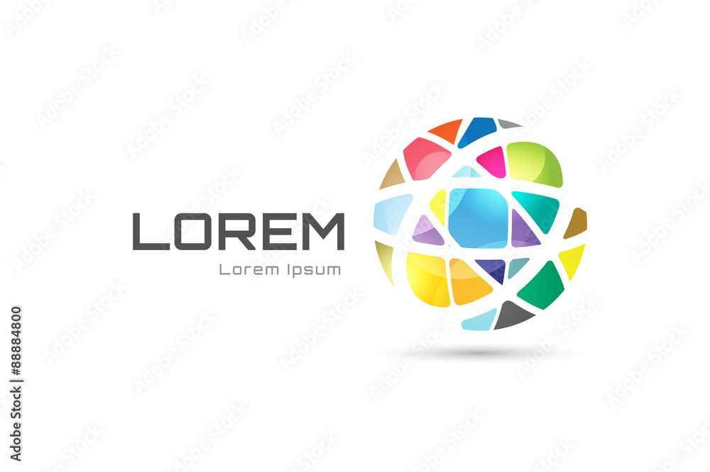 Vector globe abstract logo template. Circle round shape and Vector globe abstract logo template. Circle round shape and