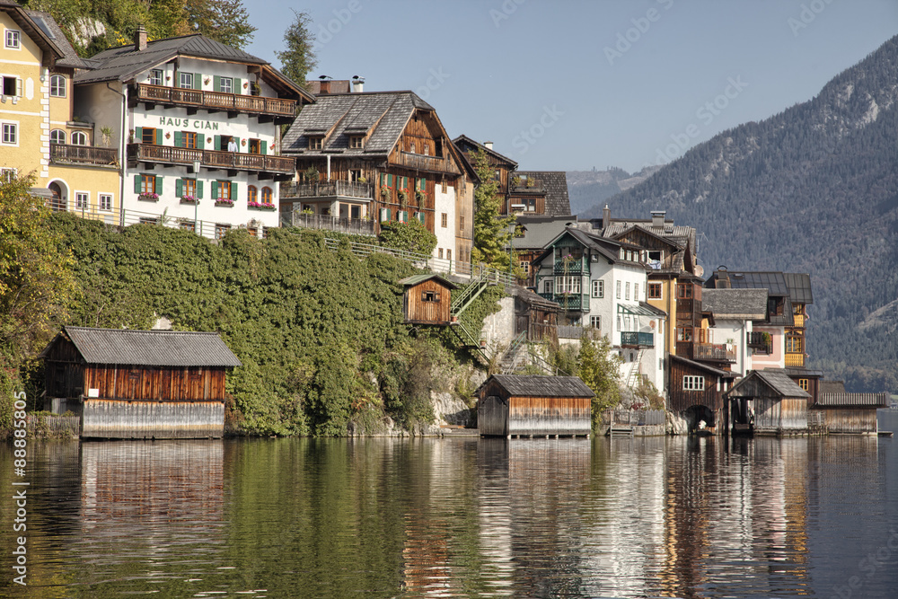Hallstatt village in the Salzkammergut region, Austria