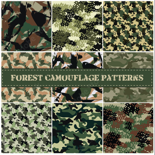 Seamless set of camouflage pattern vector