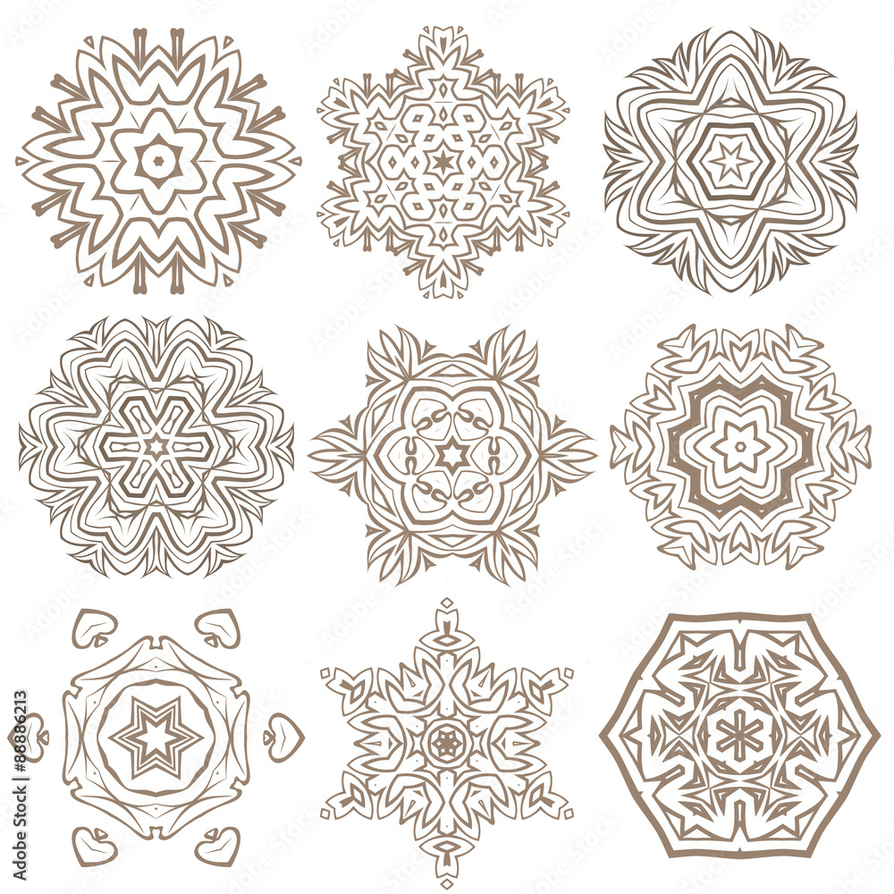 Set of Mandalas. Ethnic decorative elements. Islam, Arabic, Indi