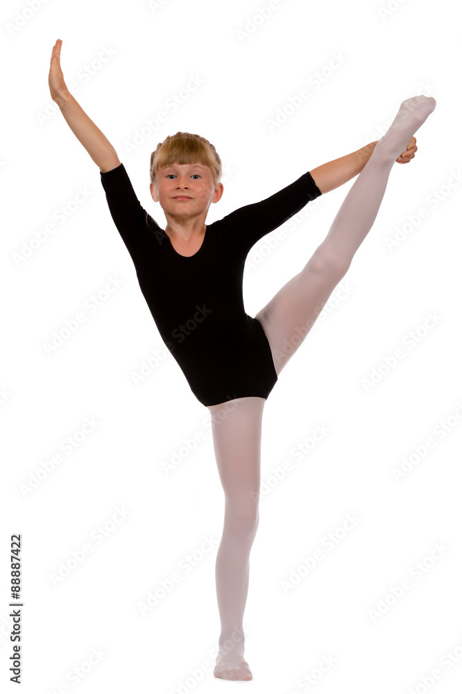 Young girl doing gymnastic exercises - isolated. Young girl doing gymnastic exercises - isolated.