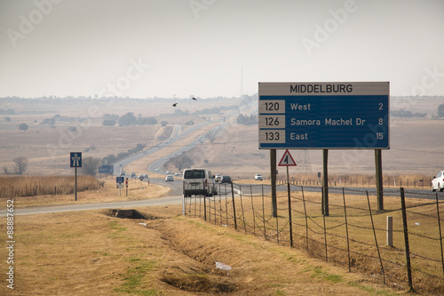 Obraz na płótnie Road with roadsigns in Middelburg in South Africa
w salonie