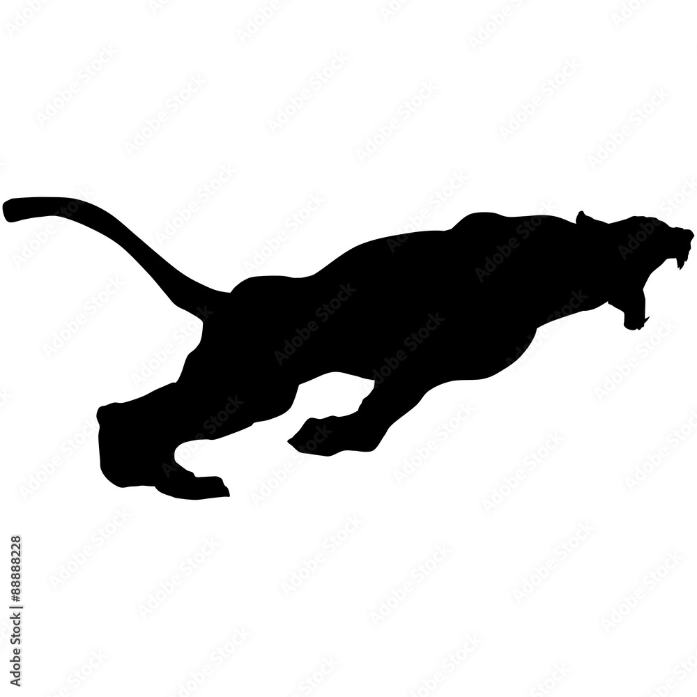 Vector black panther is jumping and roaring Stock Vector | Adobe Stock