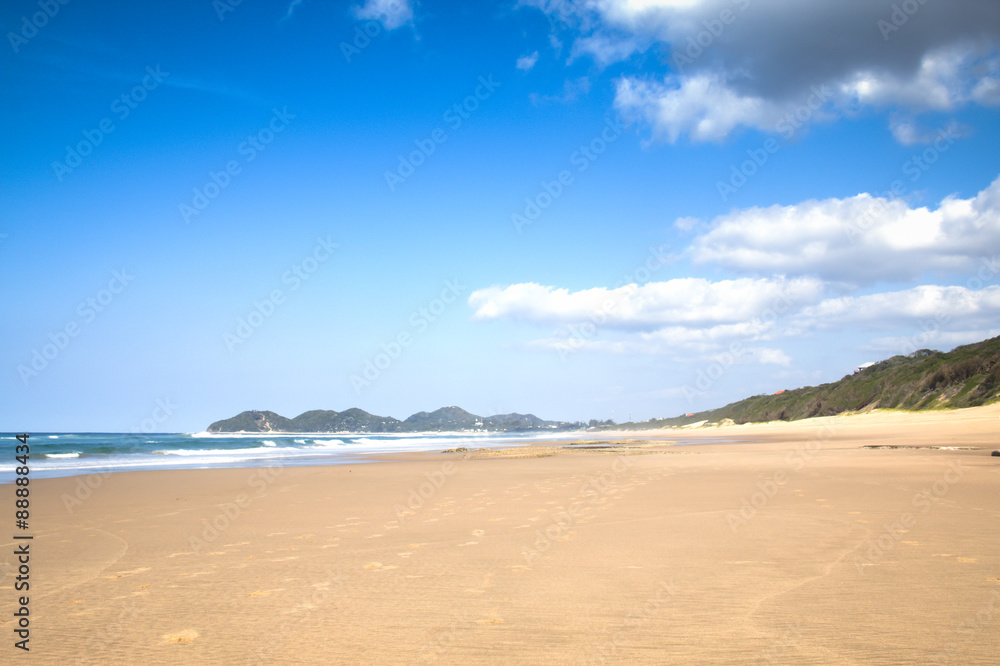 Empty beach in the town of Ponta Do Ouro in Mozambique
