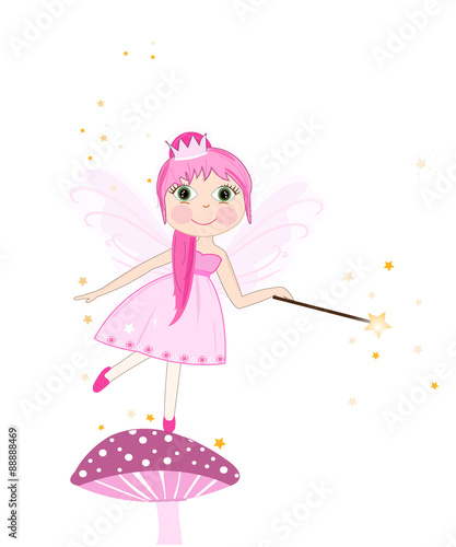Beautiful pink fairy girl vector background