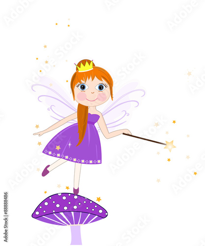 Beautiful purple fairy girl vector background