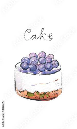 Watercolor vector cake
