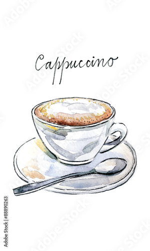 Watercolor vector coffee cappuccino