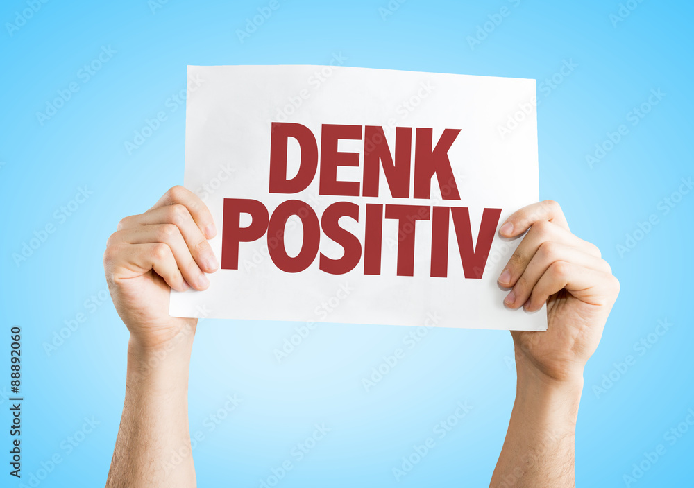 Think Positive (in German) card with blue background Think Positive (in German) card with blue background