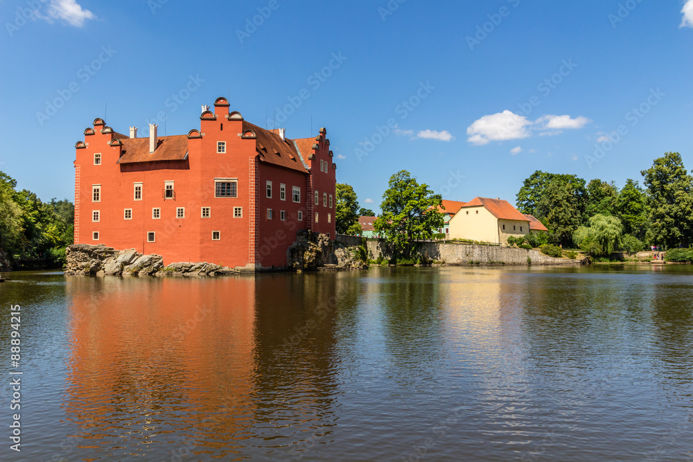 Fototapeta premium The red chateau Cervena Lhota in the the Czech Republic 