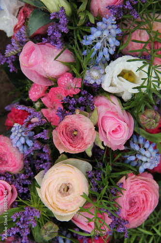 Wedding arrangement in blue and pink