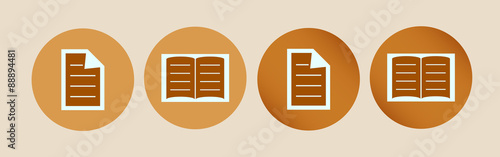 two icons of copywriting, books, sheet or writings in both simple and complex version