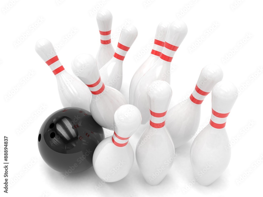 Bowling ball and skittles isolated Bowling ball and skittles isolated