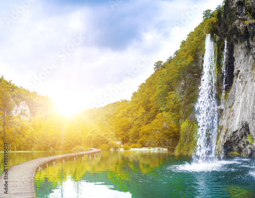 Fototapeta Naklejka Na Ścianę i Meble -  waterfall in mountain forest