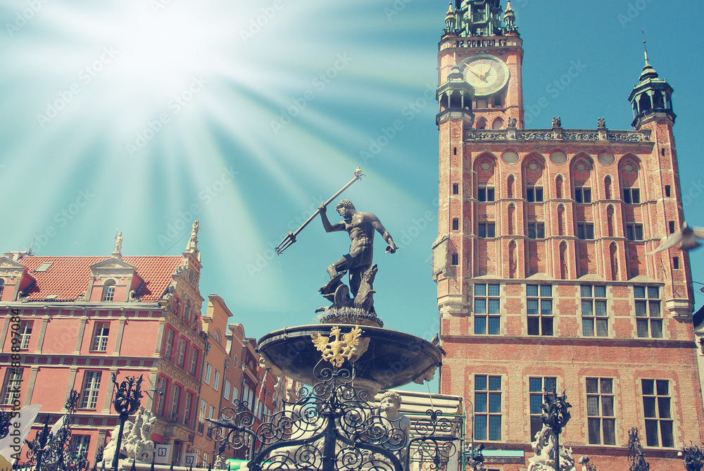 Neptune fountain in Gdansk