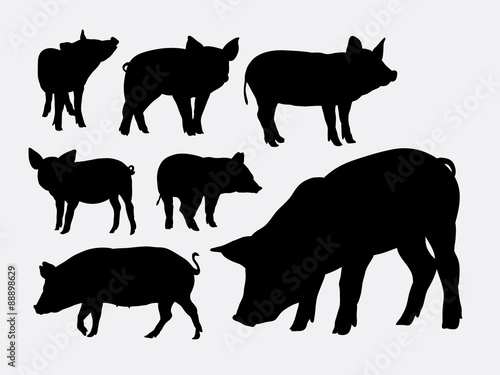 Pig animal silhouettes