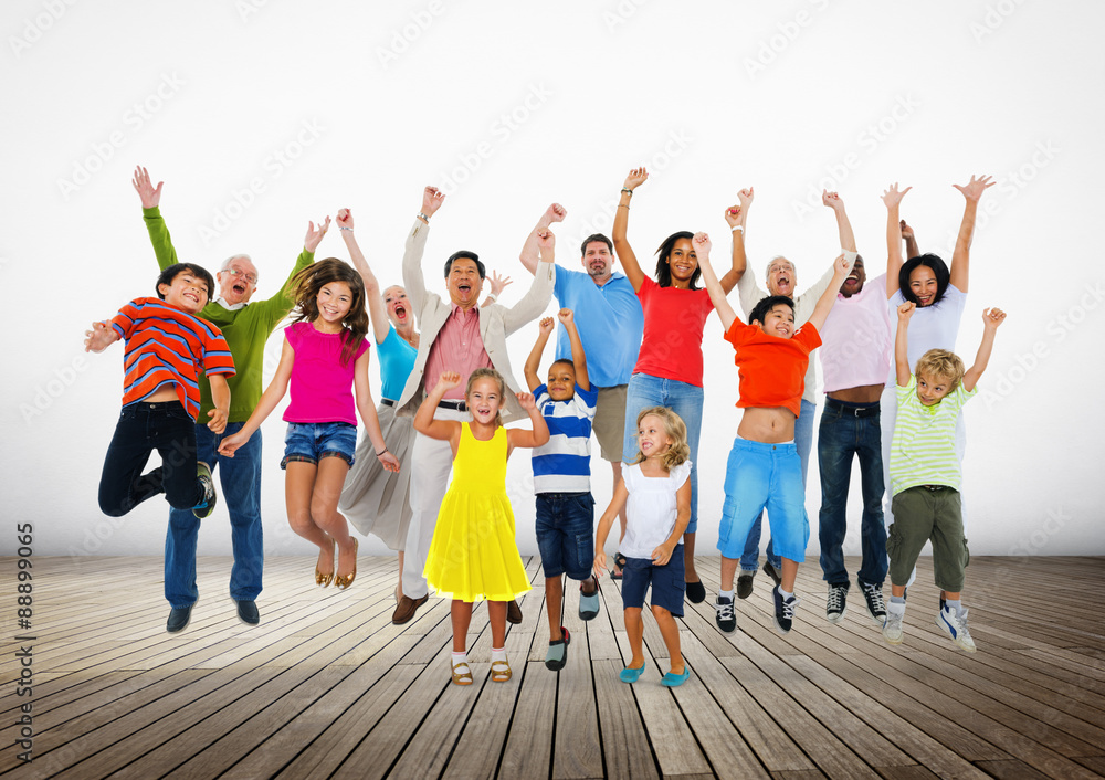 Obraz premium Children Celebration Jumping Ecstatic Happiness Concept