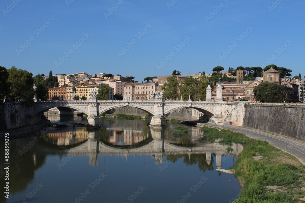 Ponte Sant Angelo with Gianicolo hills in background