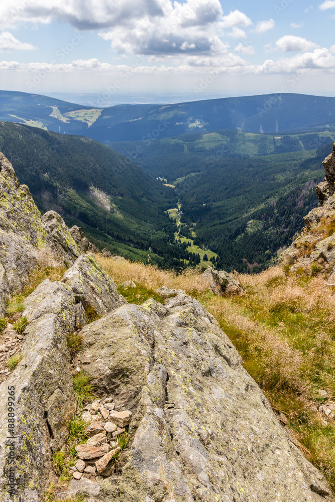 Fototapeta premium Landscape with mountain and nice cloud in Krkonose in Czech republic 