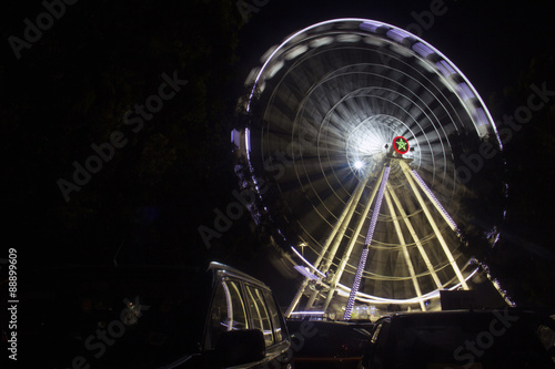 big and giant ferris wheel at night