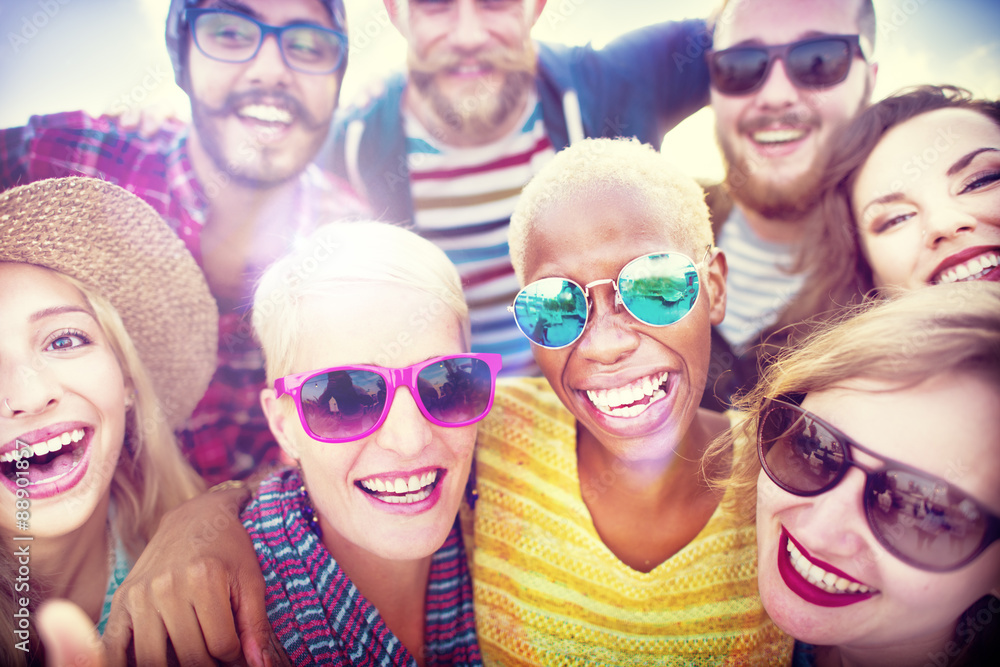 Friends Huddle Cheerful Union Summer Concept Friends Huddle Cheerful Union Summer Concept