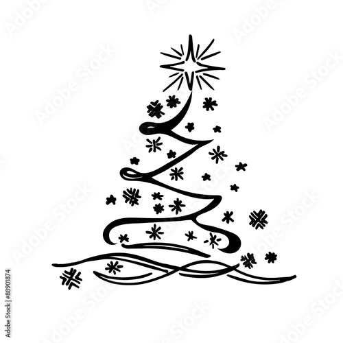 Christmas tree, sketch, vector