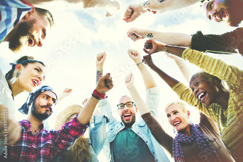 Diverse Group People Arms Raised Concept